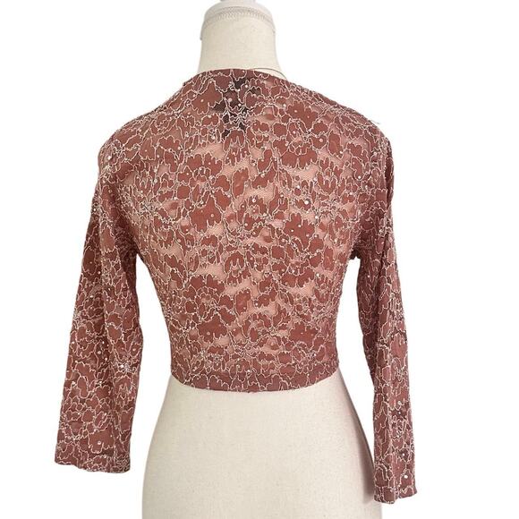 Lovely Grace Size Small Pink Vintage Sequin Bolero or Cover Up Size Small - Picture 2 of 4